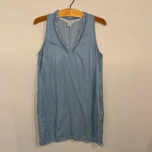 Tommy Bahama Sleeveless Denim Shift Dress V neck Size Small Blue